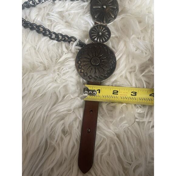 Ralph Lauren Collection Concho Belt S Leather Chain Western Brown Vintage Womens - Picture 6 of 10